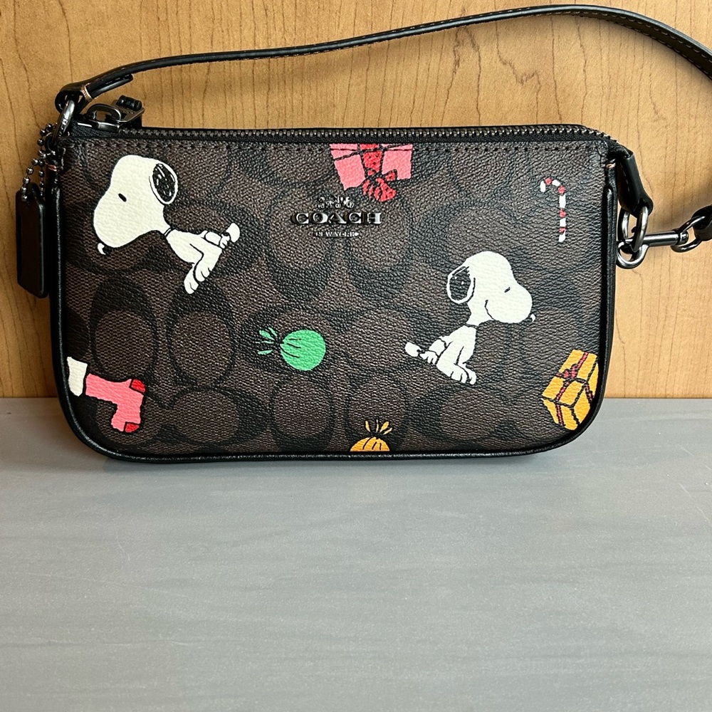 Coach Brown Snoopy Print Wristlet